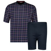 Pánské pyžamo ADAMO krátký rukáv a krátké kalhoty tmavě modré se čtverci Adamo ODE-AD-119271-360