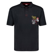Pánská polokošile - tričko s límečkem černé Adamo s potiskem 6XL - 12XL krátký rukáv Adamo
