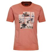 Pánské tričko Casa Moda XL - 6XL krátký rukáv oranžovo-růžové s potiskem VOLKSWAGEN Casa Moda