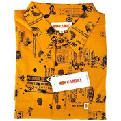 Pánská košile Kamro okrová s černým potiskem dlouhý rukáv  5XL - 12XL Kamro ODE-KAM-23874-260