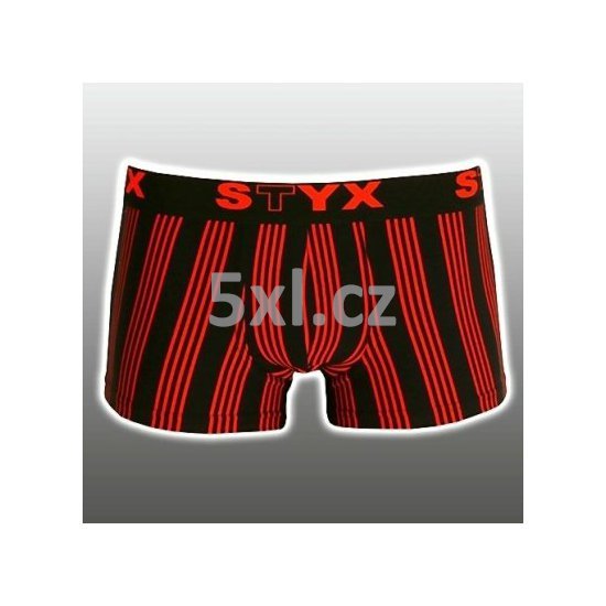 Pánské boxerky STYX černé s červenými proužky nadměrné 4XL - 5XL