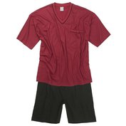 Pánské pyžamo ADAMO krátký rukáv a krátké kalhoty bordó s proužkem Adamo ODE-AD-119251-590