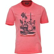 Pánské tričko Casa Moda 4XL - 6XL s potiskem VOLKSWAGEN krátký rukáv růžové s vypravým efektem