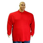 Pánské tričko s límečkem na knoflíčky červené - polokošile dlouhý rukáv 6XL - 8XL Kamro