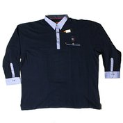 Pánské tričko s límečkem a košilovými rukávy tmavě modré - polokošile dlouhý rukáv  7XL - 12XL