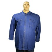Pánská riflová košile JEANS Kamro 22755/263 modrá vel. 9XL -12XL dlouhý rukáv Kamro ODE-KAM-22755