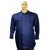 Pánská riflová košile JEANS Kamro 22756/263 tmavě modrá vel. 9XL - 12XL dlouhý rukáv Kamro