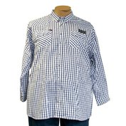 Pánská košile Kamro  vel. 5XL - 12XL bílo - modré káro dlouhý rukáv Kamro ODE-KAM-23301