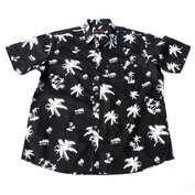 Pánská košile Kamro 23420/200 černá s obrázky bílých rostlin krátký rukáv 3XL - 8XL Kamro
