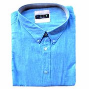 Pánská košile světle modrá lněná s krátkým rukávem 6XL - 8XL Maxfort ODE-MAX-1262130