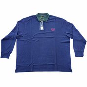 Pánská polokošile - tričko s límečkem tmavě modrá  s dlouhým rukávem 6XL - 8XL Maxfort