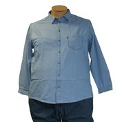 Pánská riflová košile JEANS COLIN dlouhý rukáv modrá 6XL - 7XL  ODE-P10053
